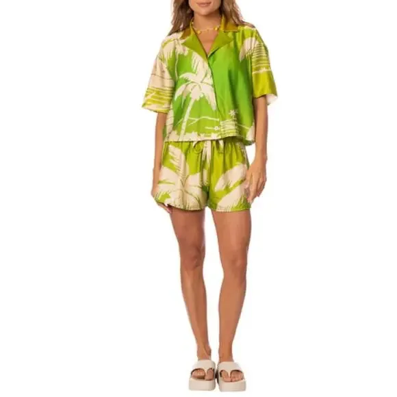 Maaji Shirt & Shorts Set Fizz & Foam Octavia Size S Green Yellow